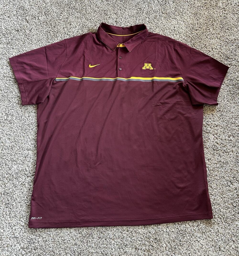 Nike sz 4XL Minnesota Golden Gophers Polo Shirt Dri-Fit Maroon Short Sleeve E26